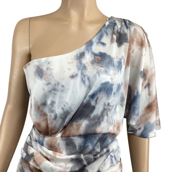 Vestique One Shoulder Satin Asymmetrical Dress‎ Size Medium NWT Faux Wrap Mini - Picture 4 of 8